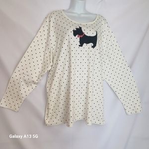 Croft & Barrow NWOT Women's Scottie Dog Polka Dot Long Sleeve T-Shirt Sz 3X